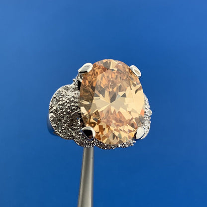 Designer Joe Esposito ESPO Sterling Silver Orange Cubic Zirconia Statement Ring