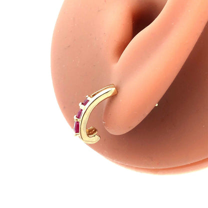 Designer Mexico 14K Yellow Gold Round Ruby Drop Stud Earrings