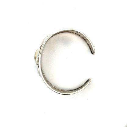 Designer Italy 925 Sterling Silver 14K Gold Cameo Hammered Open Cuff Bracelet