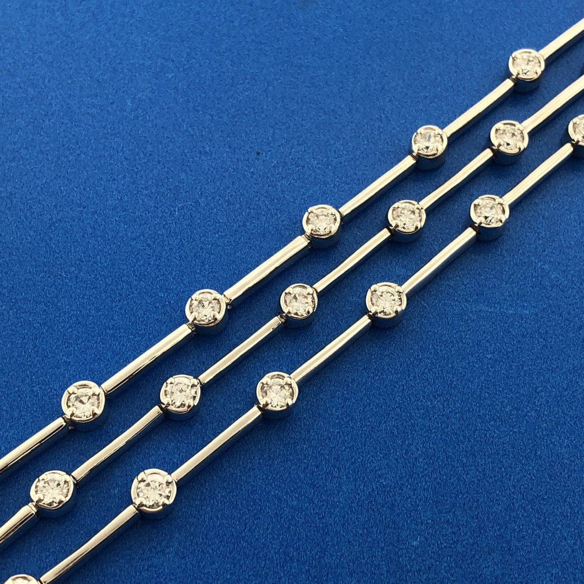 Elegant FAS Sterling Silver 925 Cubic Zirconia Three Strand Tennis Bracelet