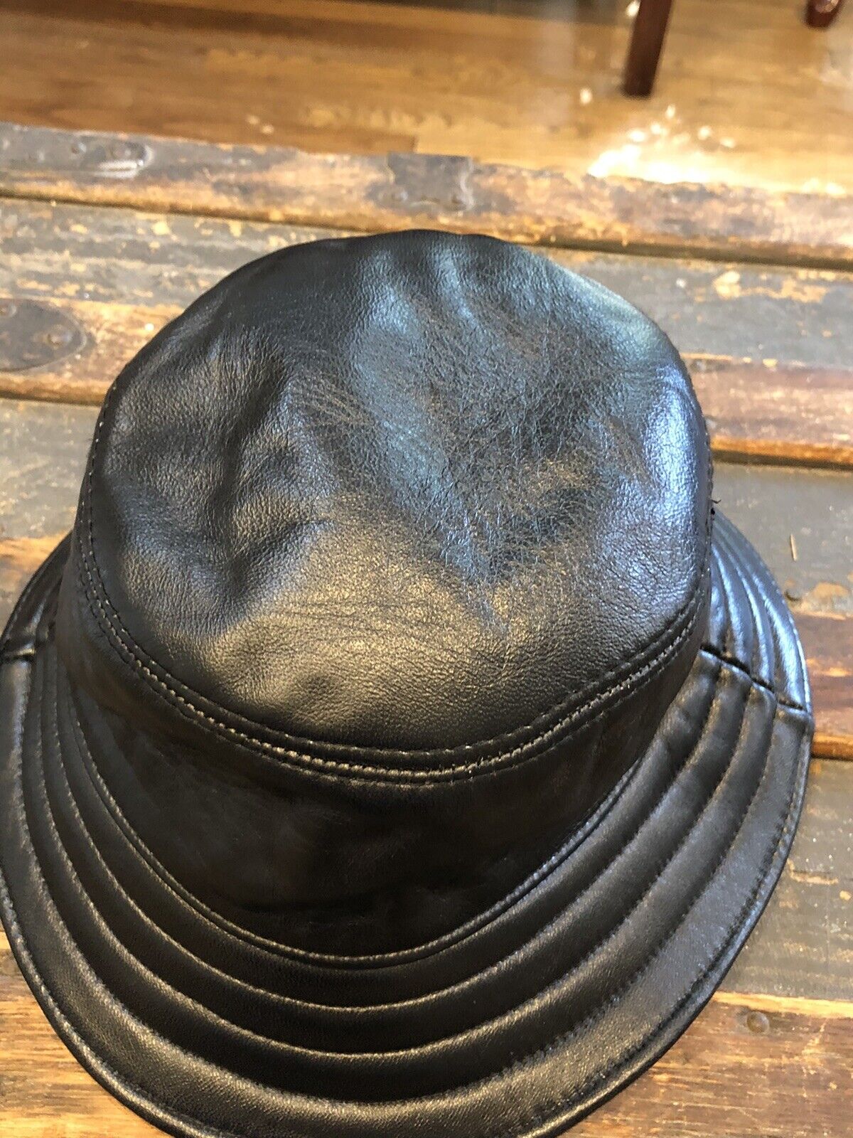 Mitchie's Size Small Medium Black Leather Bucket Hat