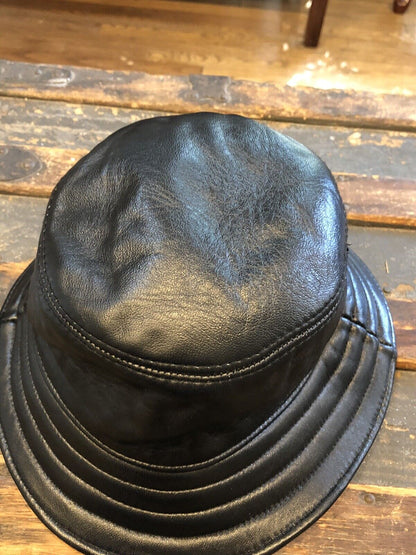 Mitchie's Size Small Medium Black Leather Bucket Hat