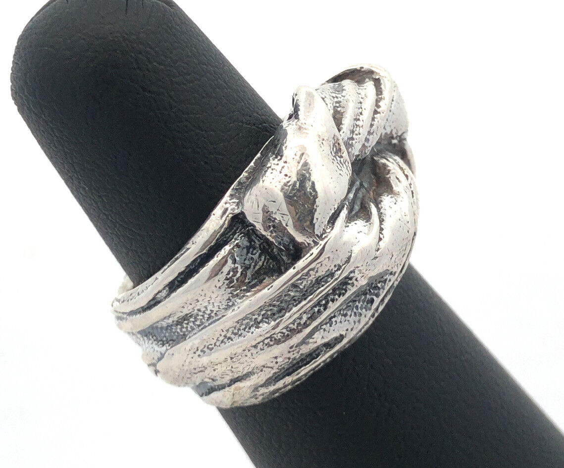 Designer Mignon Faget 925 Sterling Silver Knots & Bows Collection Wide Knot Ring