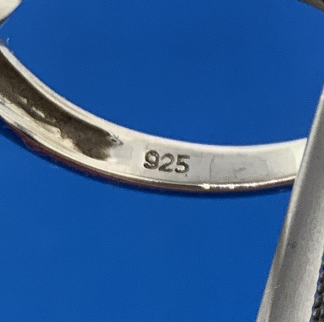 Stunning Sterling Silver 925 Round Diamond Abstract Engagement Ring Size 8 Set