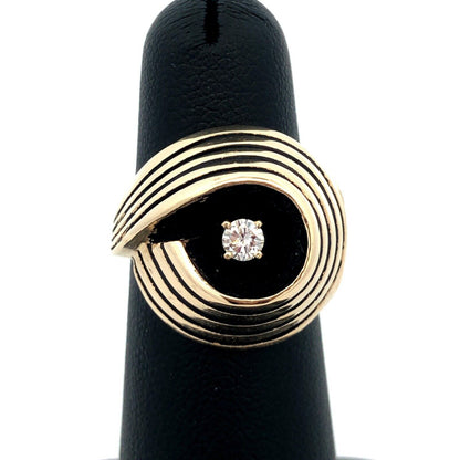 Vintage 14K Yellow Gold Diamond Egyptian King Tut Cocktail Ring