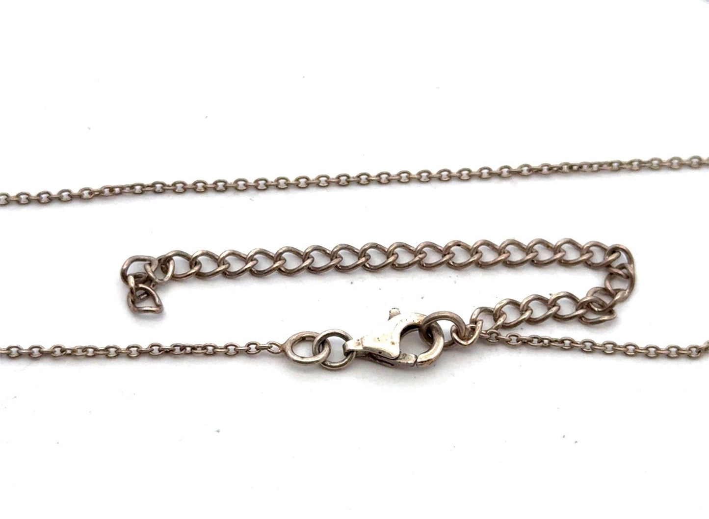 Estate 925 Sterling Silver Polished Louisiana State Pendant Round Link Necklace
