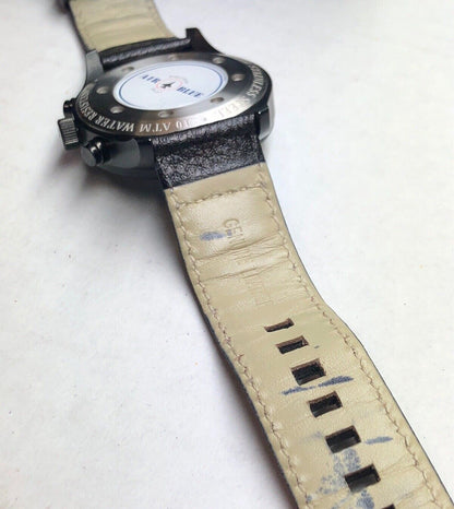 Air Blue Bravo Precision Pilot Mens Watch Chronograph Black Leather Strap In Box