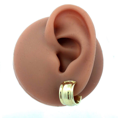 14K Yellow Gold Designer Statement Fluted Textured Round Huggy Hoop Earrings