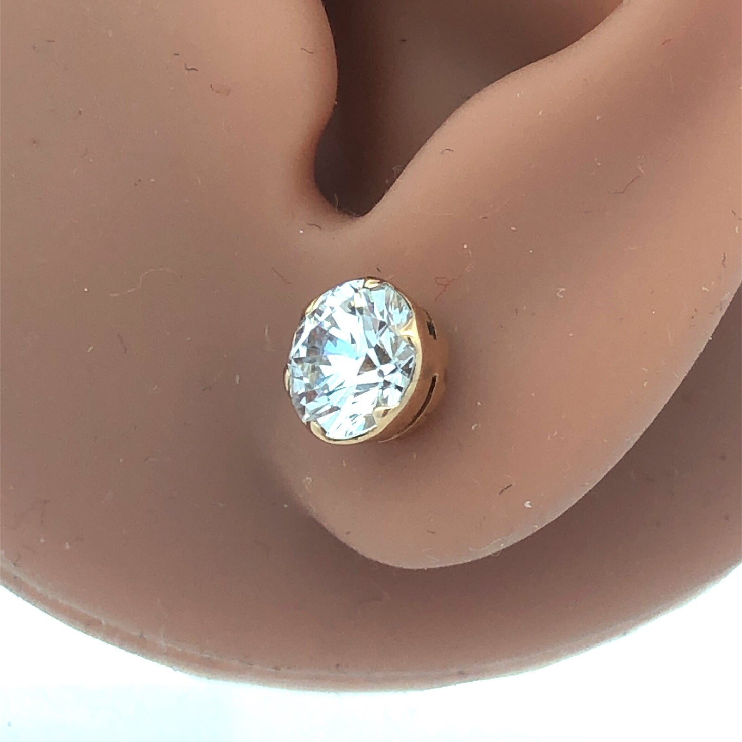 Stunning Classic 14K Yellow Gold Cubic Zirconia CZ Statement Stud Earrings