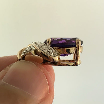 Designer 925 Two Tone Sterling Silver Purple Sapphire Diamond Accent Pendant