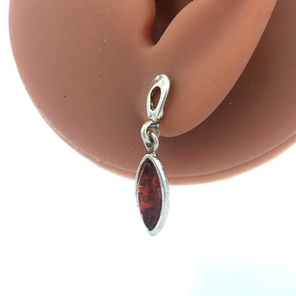 Designer 925 Sterling Silver Marquise Amber Cabochon Dangle Drop Stud Earrings