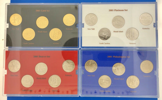 2001 P D State Quarter Collection Platinum Gold Philadelphia Denver 20 Coin Lot