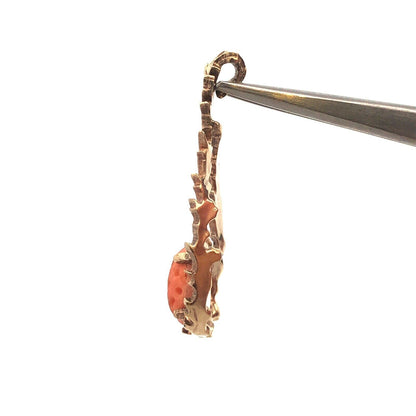 Designer WELLS 925 Sterling Silver Gold Vermeil Oval Coral Vine Leaf Pendant
