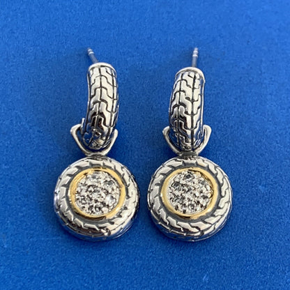 925 Sterling Silver Cubic Zirconia Circle Statement Stud Dangle Earrings