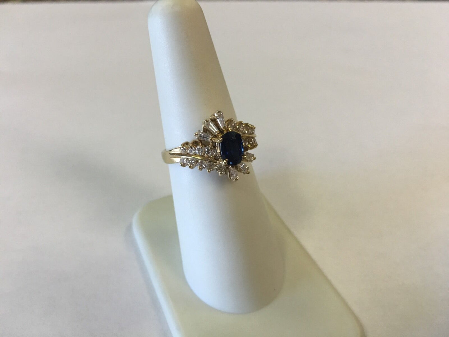 14k Yellow Gold Oval Sapphire with Diamond Accents Cocktail Ring