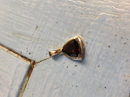 10K Yellow Gold Trillion Cut Garnet January Birthday Anniversary Pendant