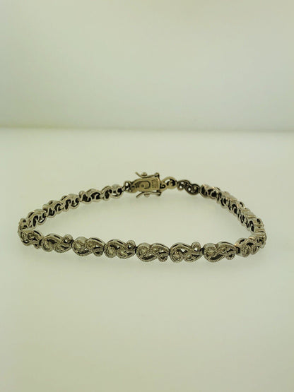 Tacori Sterling Silver 925 Cubic Zirconia CZ Open Scroll Link Tennis Bracelet