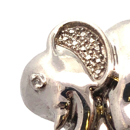 Designer 925 Sterling Silver Round Diamond Elephant Animal Pendant