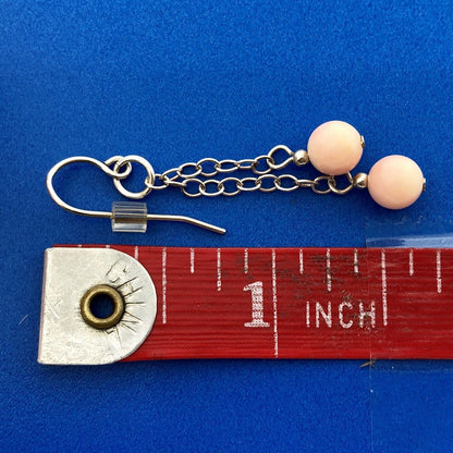 Designer Sterling Silver 925 Pink Coral Ball Bead Drop Dangle Earrings