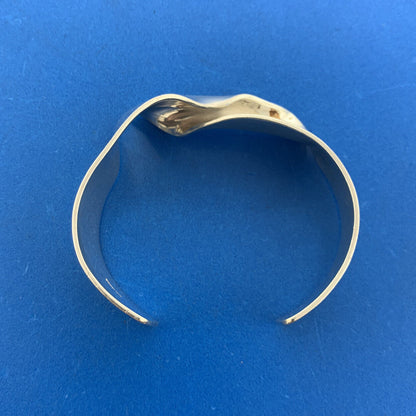 Artisan Signed 925 Sterling Silver Modernist Twist Statement Cuff Bracelet