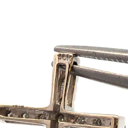 Designer 10K White Gold Round Diamond Cross Catholic Christian Pendant