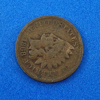 1868 P Indian Head One Cent Penny Type 3 Bronze Better Key Philadelphia Coin