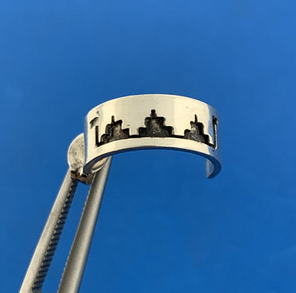 Vintage Scott Skeets Navajo Sterling Silver Storyteller Half Hoop Stud Earrings