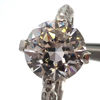 Stunning 14K White Gold Cubic Zirconia CZ Solitaire w CZ Accents Engagement Ring
