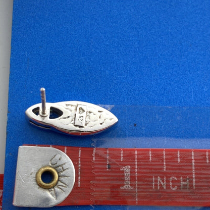 Designer 925 Sterling Silver Blue Topaz Blue Mother of Pearl Inlay Stud Earrings