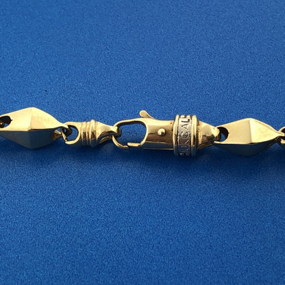 Cal 10k Yellow Gold Three-Dimensional Diamond Shaped Bead 27" Chain Necklace