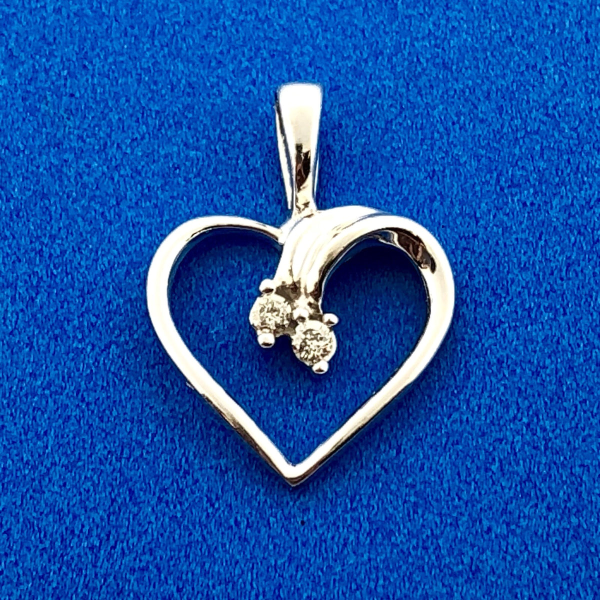 Designer TAJ 14K White Gold Diamond Modernistic Intertwined Heart Charm Pendant