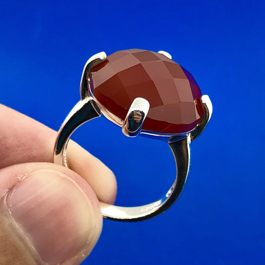Designer Whitney Kelly WK 925 Sterling Silver Carnelian Solitaire Statement Ring