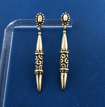Designer 925 Sterling Silver Balinese Scroll Bead Work Drop Dangle Earrings