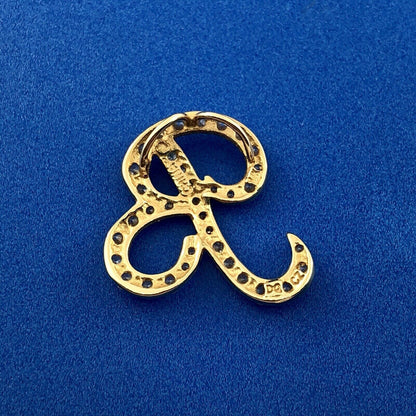 Designer 14K Yellow Gold Diamonique Cubic Zirconia Script B Monogram Pendant