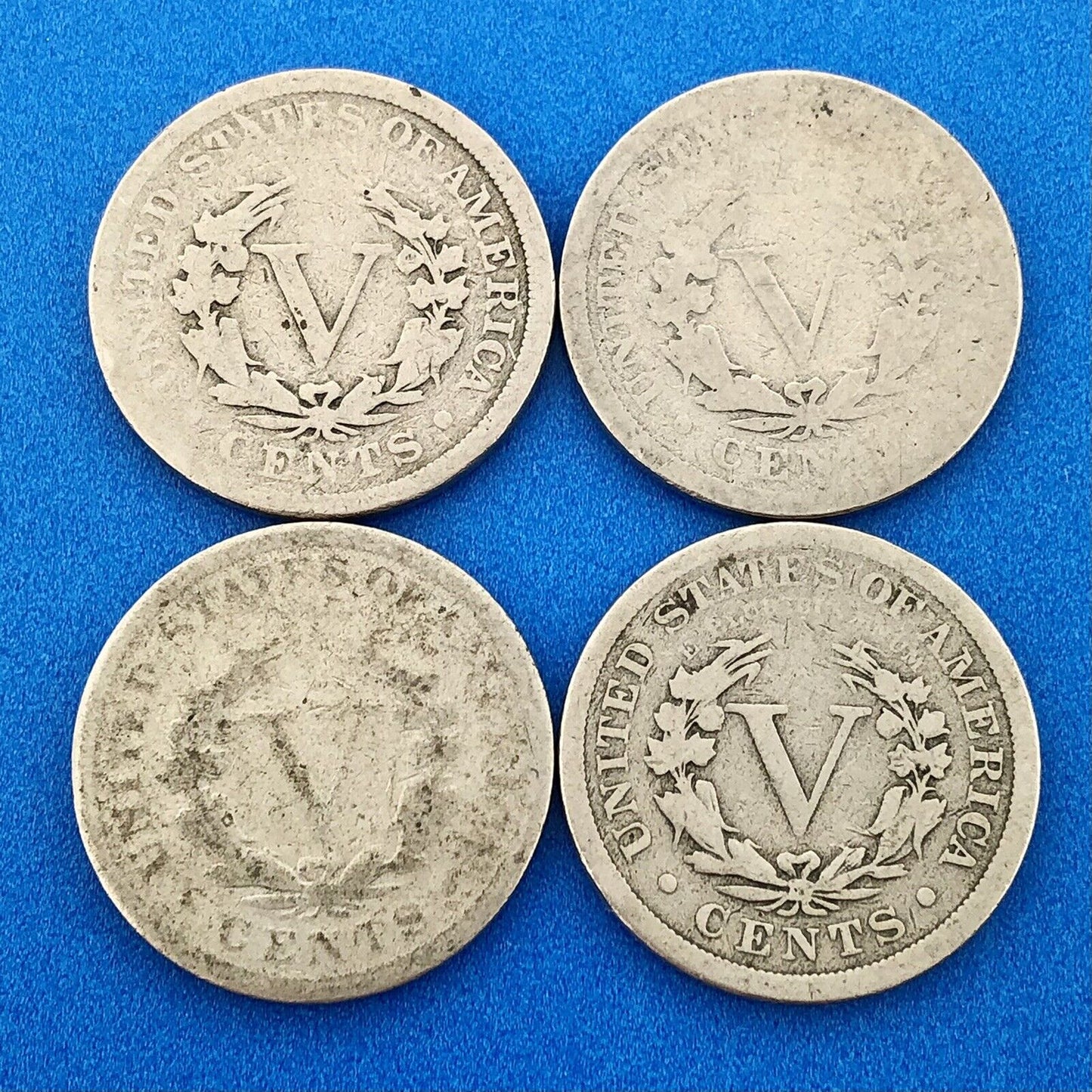 1892 95 96 98 Liberty Head Nickel Five Cents 5c Better Mixed Date Four Coin Lot