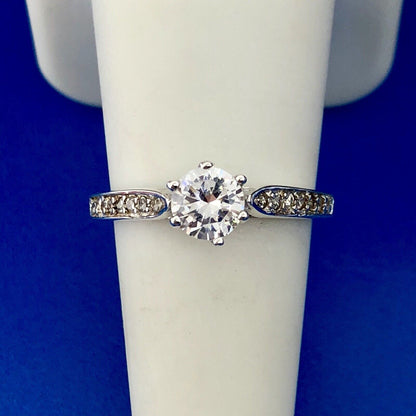 Spectacular 925 Sterling Silver Cubic Zirconium Diamond Accent Engagement Ring