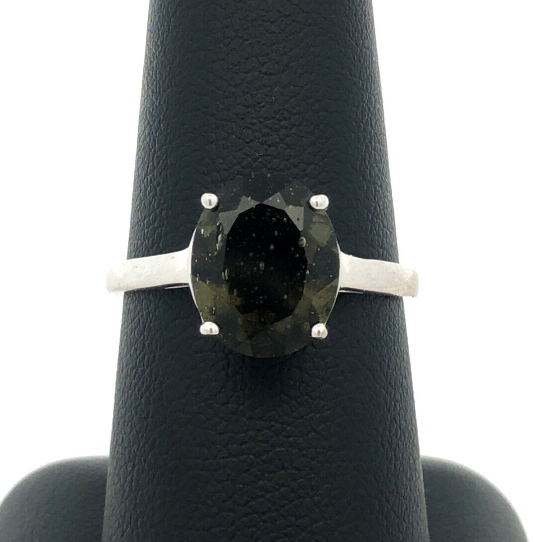 Designer TGGC 925 Sterling Silver Oval Green Tourmaline Solitaire Ring