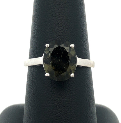 Designer TGGC 925 Sterling Silver Oval Green Tourmaline Solitaire Ring