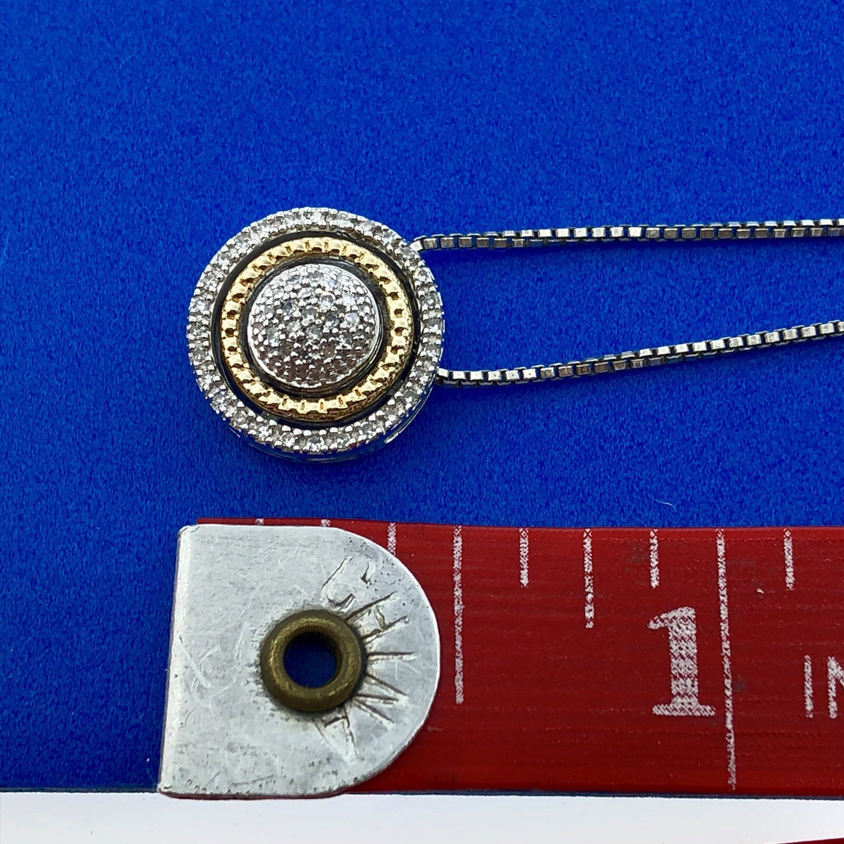 Designer AJ Sterling Silver 14K Yellow Gold Diamond Halo Infinity Necklace
