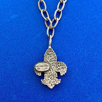 Philip Gavriel 925 Sterling Silver 18K Yellow Gold Fleur De Lis Necklace