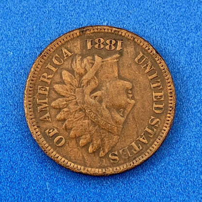 1881 Indian Head One Cent Penny Type 3 Bronze Better Key Philadelphia Coin