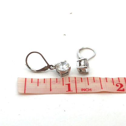 Designer JCM 25 Sterling Silver Round Diamonique Cubic Zirconia Dangle Earrings