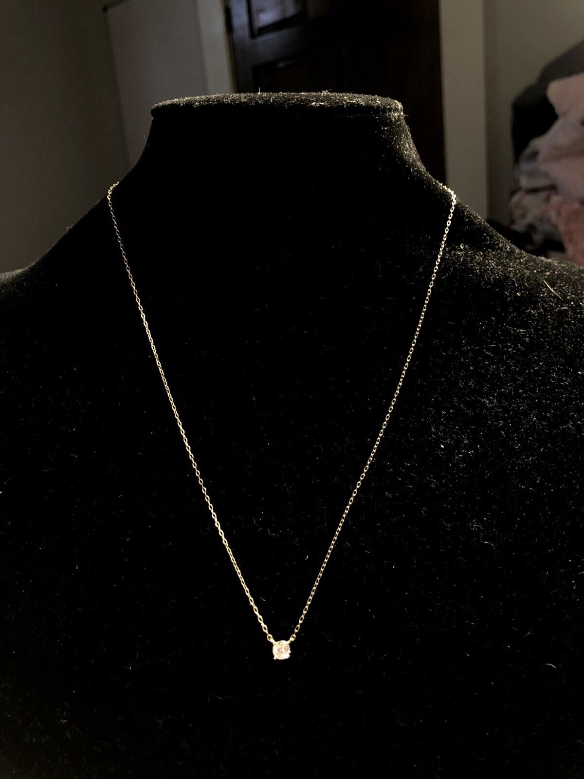 Designer 14K Yellow Gold Round Diamond Solitaire Pendant Chain Necklace