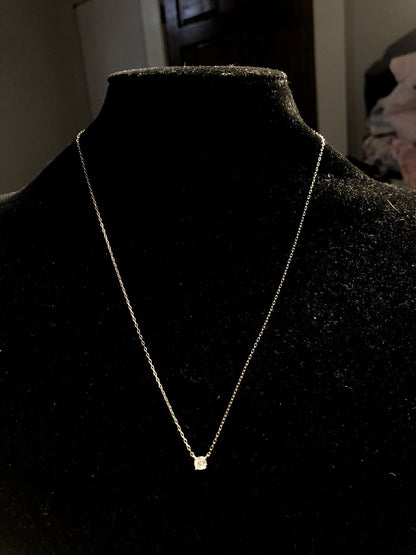 Designer 14K Yellow Gold Round Diamond Solitaire Pendant Chain Necklace