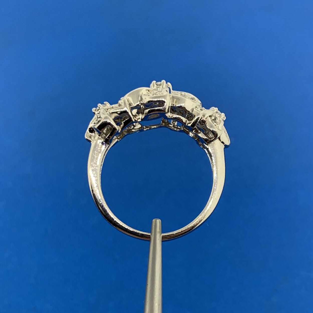 Joseph Esposito ESPO Sterling Silver 925 Cubic Zirconia CZ Flower Cluster Ring