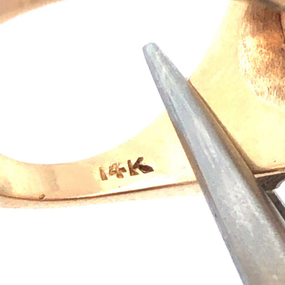 Vintage Designer 14K Yellow Gold Oval Cabochon Citrine Modernist Retro Ring