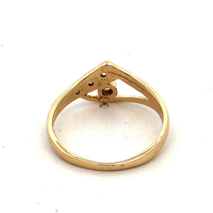 14K Yellow Gold Designer AND Italy Round Cubic Zirconia Modernist V Band Ring