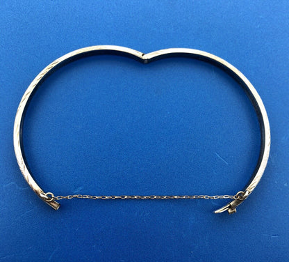 Vintage Sterling Silver 925 Floral Scroll Engraved Bangle Bracelet