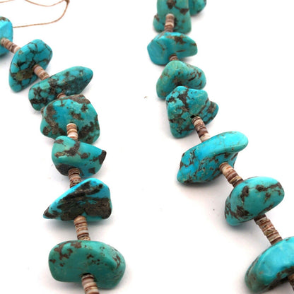 Vintage Artisan Natural Turquoise Chunky Beads Agate Bead Statement Necklace