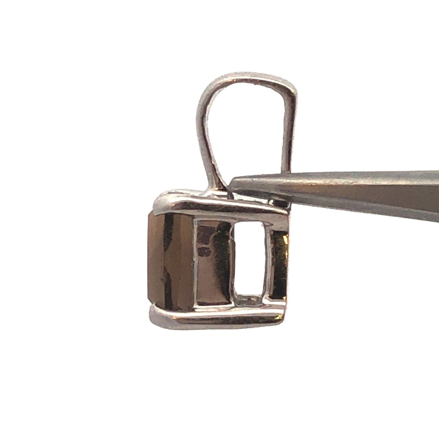 Designer TGGC 925 Sterling Silver Rectangle Smoky Quartz Solitaire Pendant